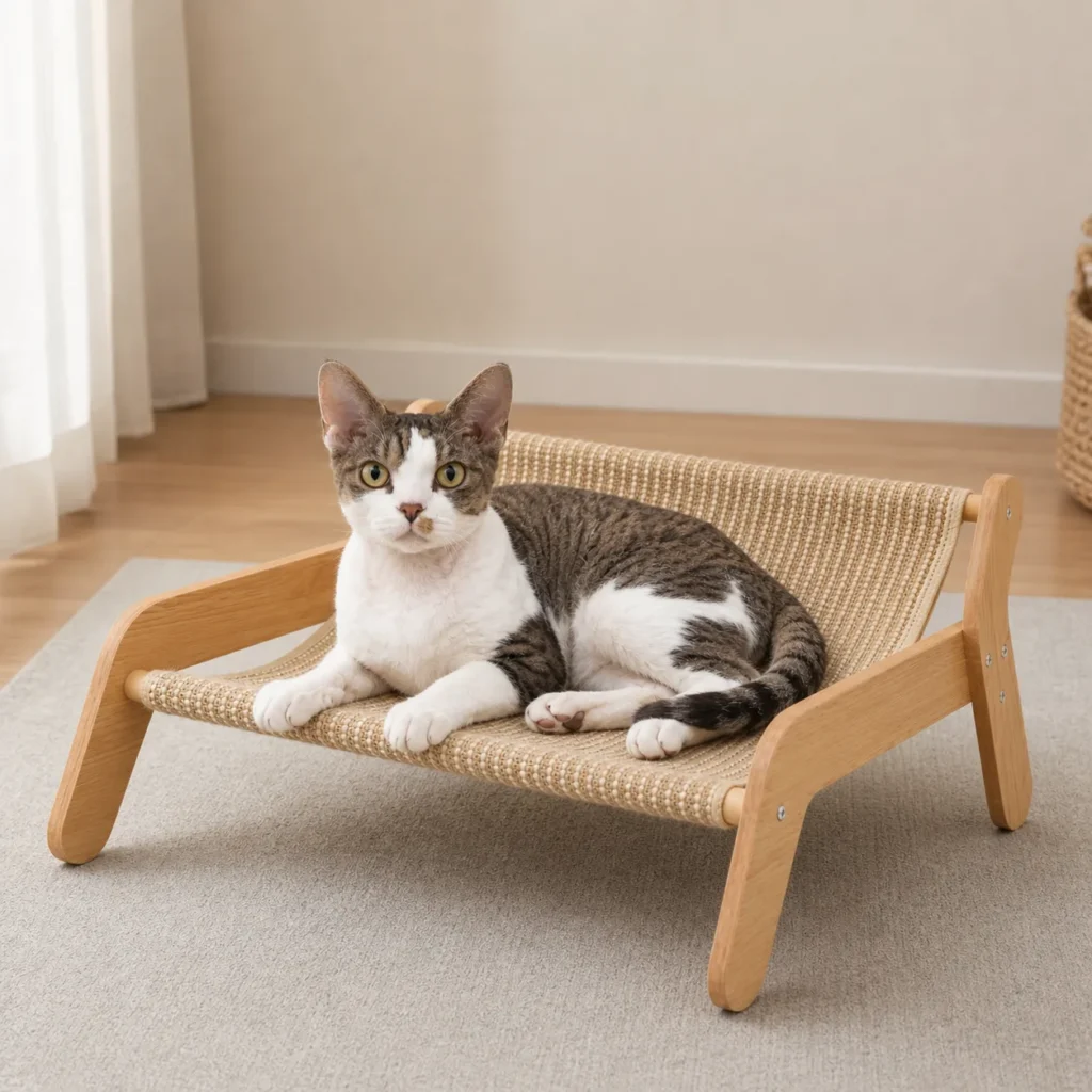 Cat resting on the Quiet Sisal Cat Sofa scratcher