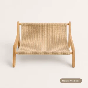 Front view of natural wood-tone Quiet Sisal Cat Sofa