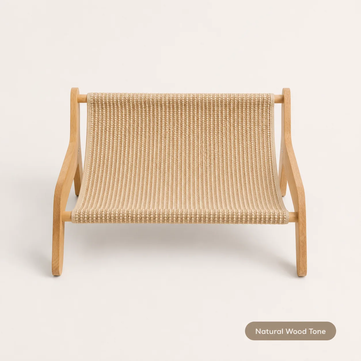 Front view of natural wood-tone Quiet Sisal Cat Sofa