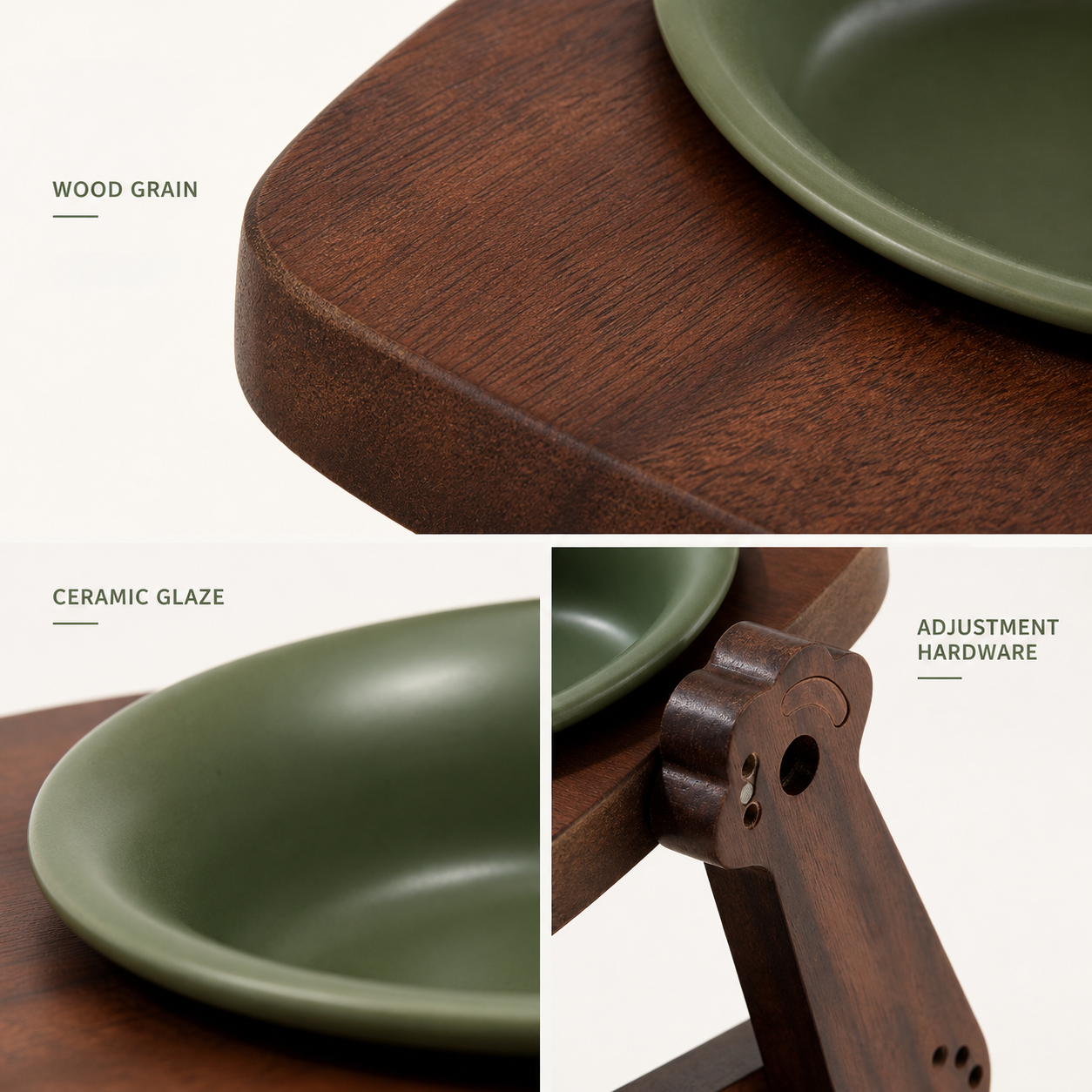 Ceramic and wood stand material details