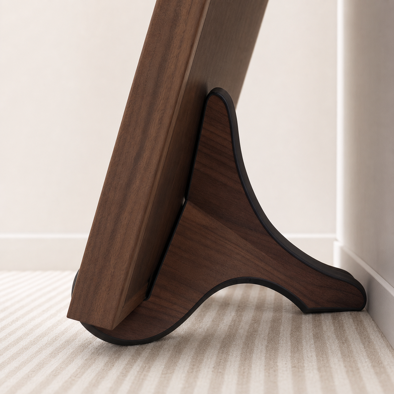 Low wood wedge foot supporting the framed scratcher