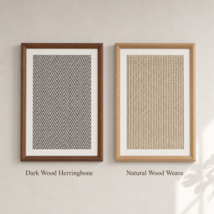 Dark Wood Herringbone and Natural Wood Weave options